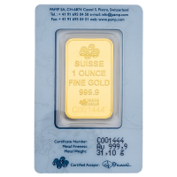 1 Ounce PAMP Suisse Gold Bar 999.9 Purity