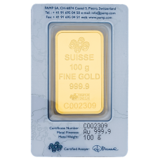 100 Gm PAMP Suisse Gold bar 999.9 Purity