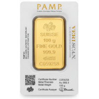 100 Gm PAMP Suisse Gold bar 999.9 Purity