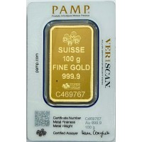 100 Gm PAMP Suisse Gold bar 999.9 Purity 100 Gm PAMP Suisse Gold bar 999.9 Purity