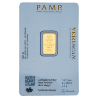 2.5 Gm PAMP Suisse Gold bar 999.9 Purity