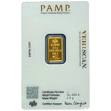 2.5 Gm PAMP Suisse Gold bar 999.9 Purity