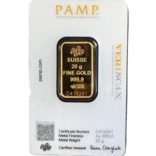 20 Gm PAMP Suisse Gold bar 999.9 Purity
