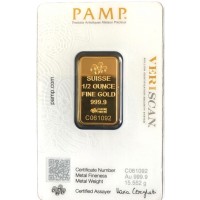 0.5 Ounce PAMP Suisse Gold Bar 999.9 Purity 0.5 Ounce PAMP Suisse Gold Bar 999.9 Purity