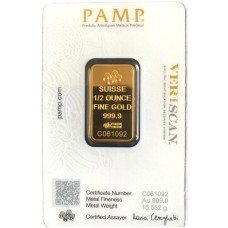 0.5 Ounce PAMP Suisse Gold Bar 999.9 Purity